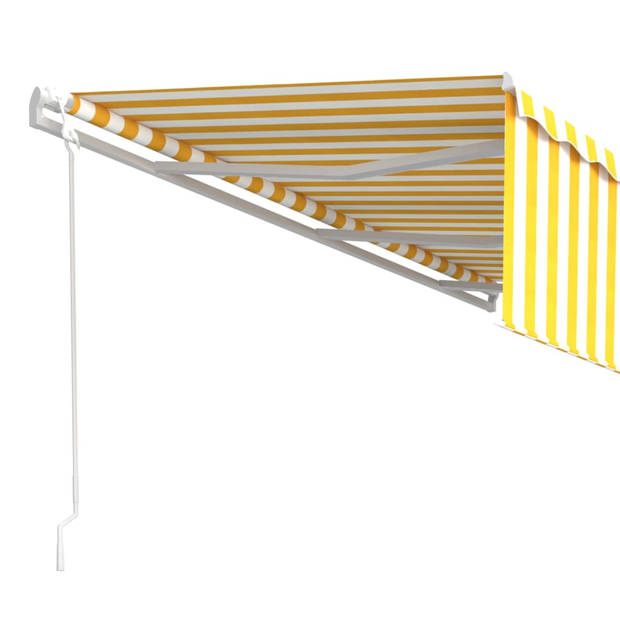 vidaXL Luifel automatisch uittrekbaar met rolgordijn 6x3 m geel en wit