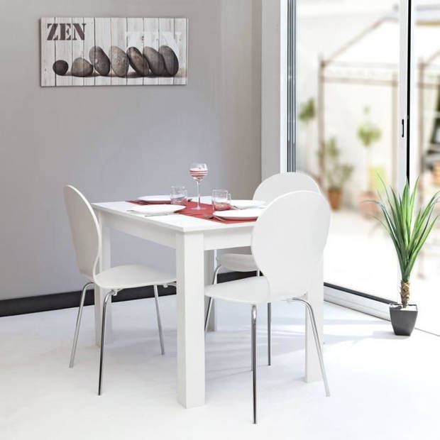 PEPPER Eettafel 4 tot 6 personen witte melamine eigentijdse stijl - L 110 x B 70 cm