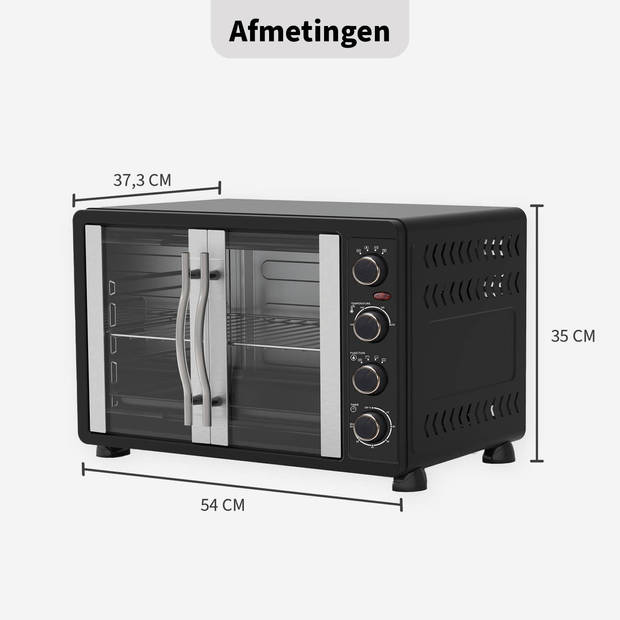 TurboTronic FEO45 Elektrische Oven - met Franse deuren - 45L - Zwart