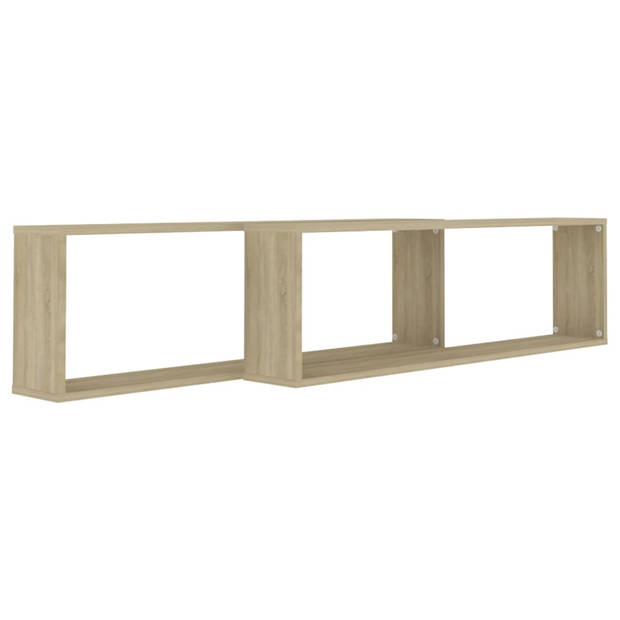 vidaXL Wandschappen kubus 2 st 100x15x30 cm bewerkt hout sonoma eiken