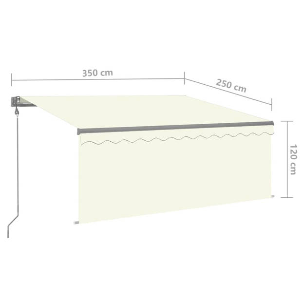 vidaXL Luifel automatisch rolgordijn LED windsensor 3,5x2,5 m crème