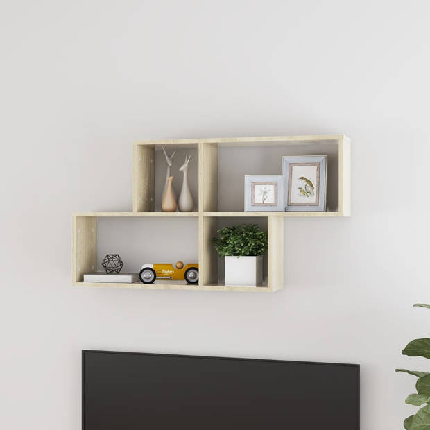 The Living Store Wandplank Kubus 100 x 18 x 53 cm - Sonoma eiken - Montage vereist