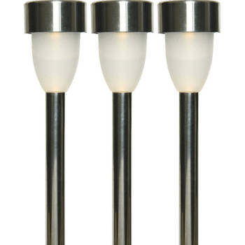 3x Buitenlamp/tuinlamp Nova 26 cm RVS op steker - Prikspotjes
