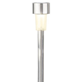 6x Buitenlampen/tuinlampen 36 cm RVS zilver op steker warm wit - Prikspotjes
