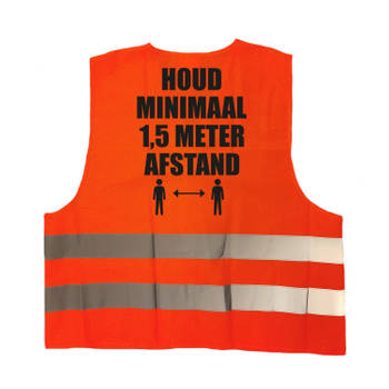 Oranje veiligheidsvest 1,5 meter afstand pictogram werkkleding voor volwassenen - Veiligheidshesje