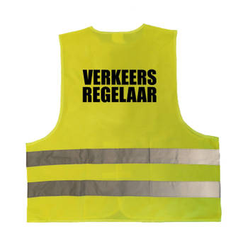 Verkeersregelaar vestje / hesje geel met reflecterende strepen voor volwassenen - Veiligheidshesje