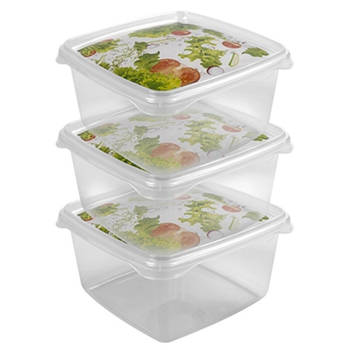 6x Voedsel plastic bewaarbakjes 1,3 liter transparant - Vershoudbakjes