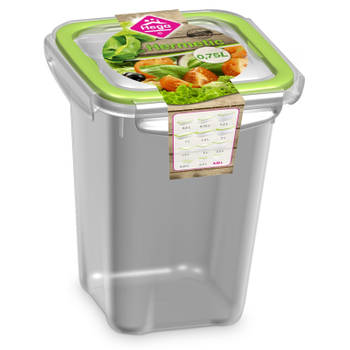 3x Voedsel plastic bewaarbakje 0,75 liter transparant/groen - Vershoudbakjes