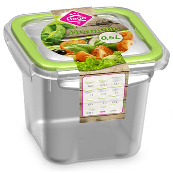 1x Voedsel plastic bewaarbakje 0,5 liter transparant/groen - Vershoudbakjes