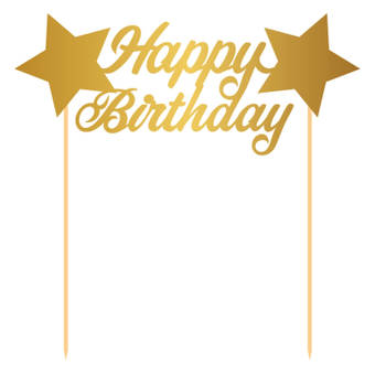 Folat taarttopper "Happy Birthday" 17 x 17 cm karton goud