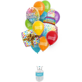 Folat heliumtank Balloongaz Happy Birthday 16 stuks