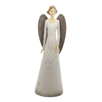 Clayre & Eef Witte Decoratie engel 15*13*47 cm 6PR4744