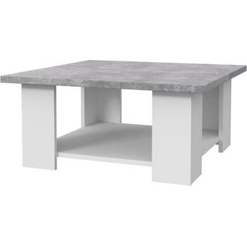 PILVI Salontafel - Wit en lichtgrijs beton - L 67 x D 67 x H 31 cm