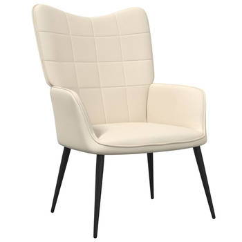 The Living Store Relaxfauteuil - naam - Stoel - 61 x 70 x 96.5 cm - Kleur- crème