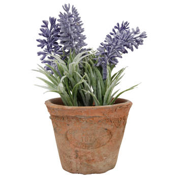 Kunstplant lavendel in terracotta pot 15 cm - Kunstplanten