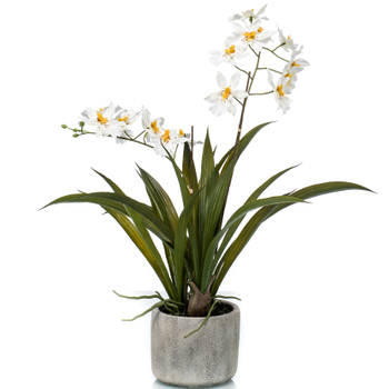 Witte orchidee kunstplant in keramische pot 45 cm - Kunstplanten