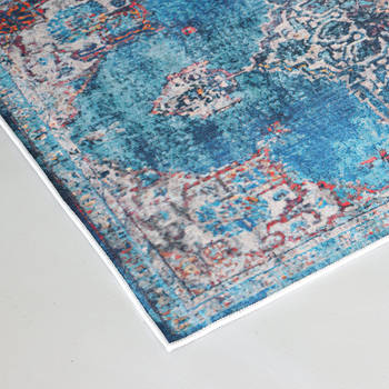Vloerkleed vintage 70x140cm blauw perzisch oosters tapijt