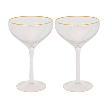 Orange85 Martini Glazen - met Gouden Rand - Transparant - 2 Stuks - 260 ml - Cocktail