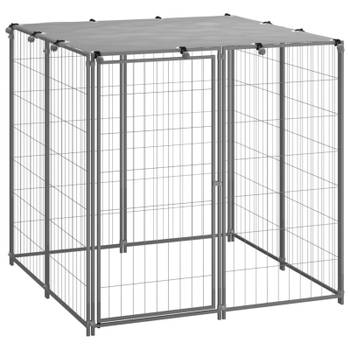 vidaXL Hondenkennel 110x110x110 cm staal zilverkleurig