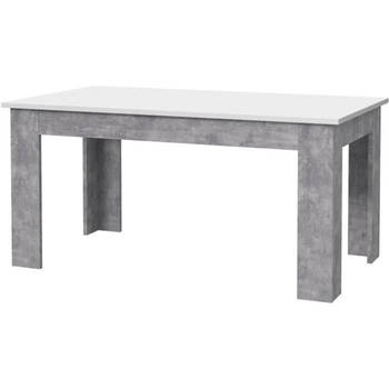 PILVI Eettafel - Wit en lichtgrijs beton - L 160 x I90 x H 75 cm