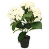 Hortensia kunstplant in kunststof pot - wit - 40 cm - Hydrangea Macrophylla - Kunstplanten