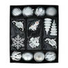 20x stuks kerstballen en kersthangers figuurtjes zilver kunststof - Kersthangers