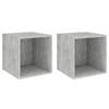 vidaXL Wandkasten 2 st 37x37x37 cm bewerkt hout betongrijs