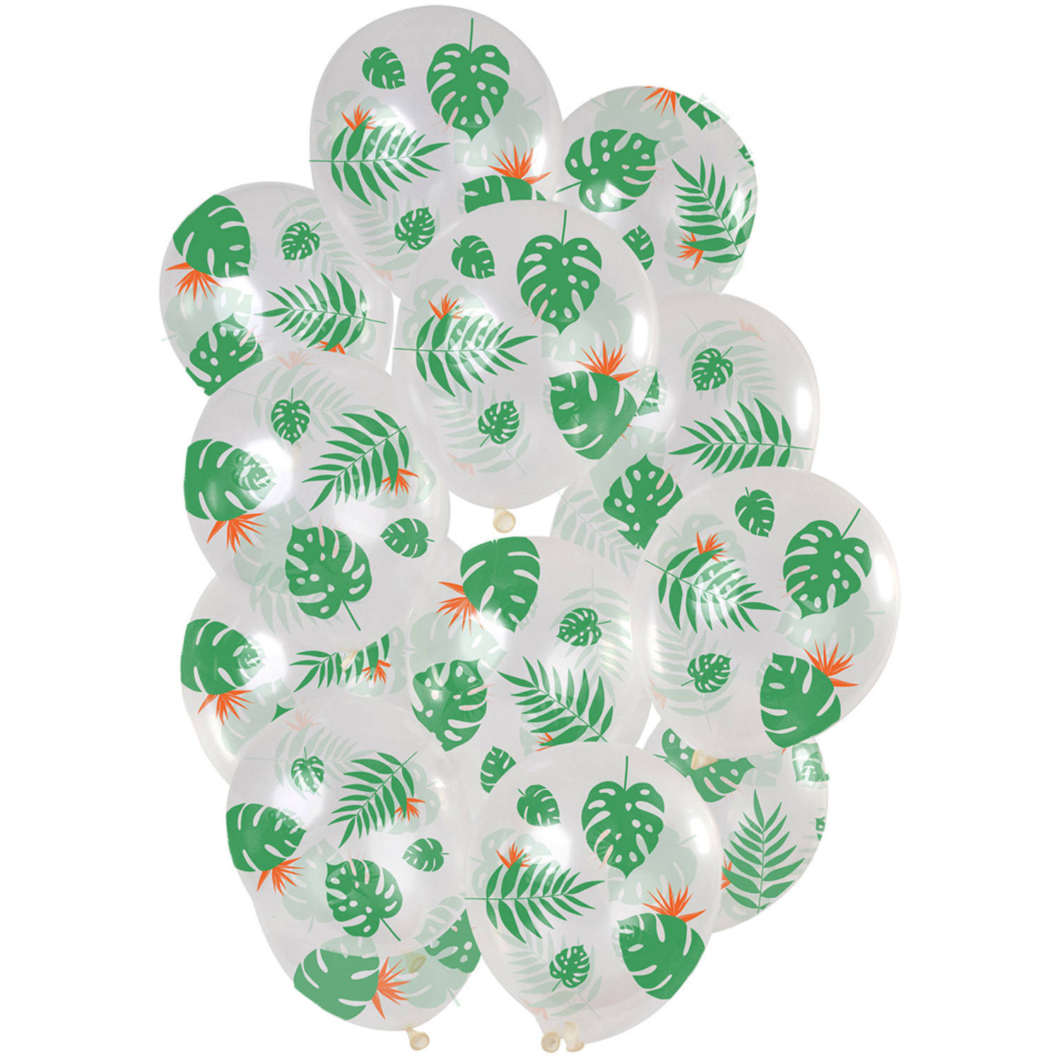 Folat Ballonnen Tropische Bladeren 30 Cm Groen/wit 15 Stuks online kopen