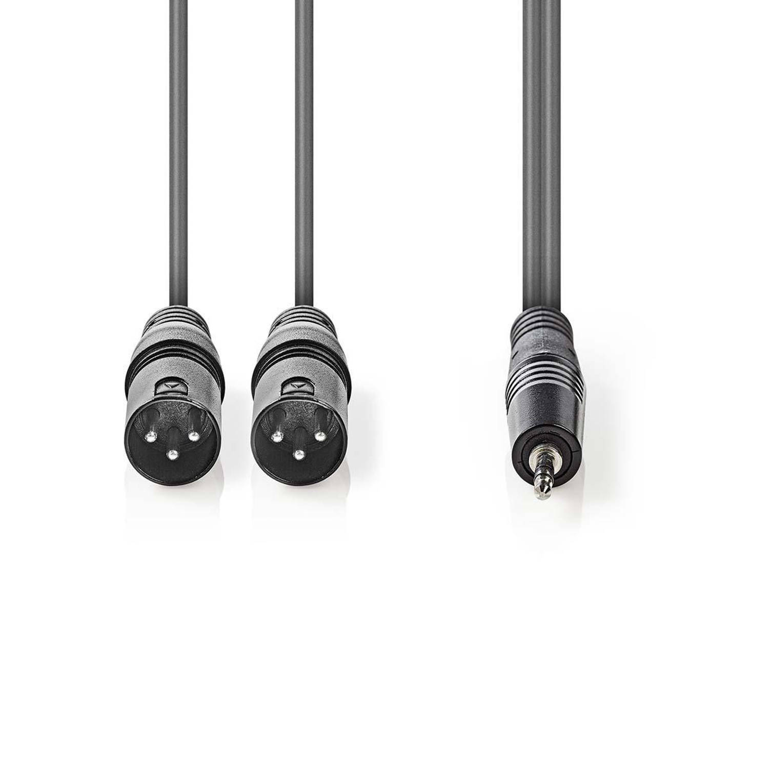 XLR-Audiokabel | 2x XLR 3-pins male 3,5 mm male | 1,5 m | Grijs