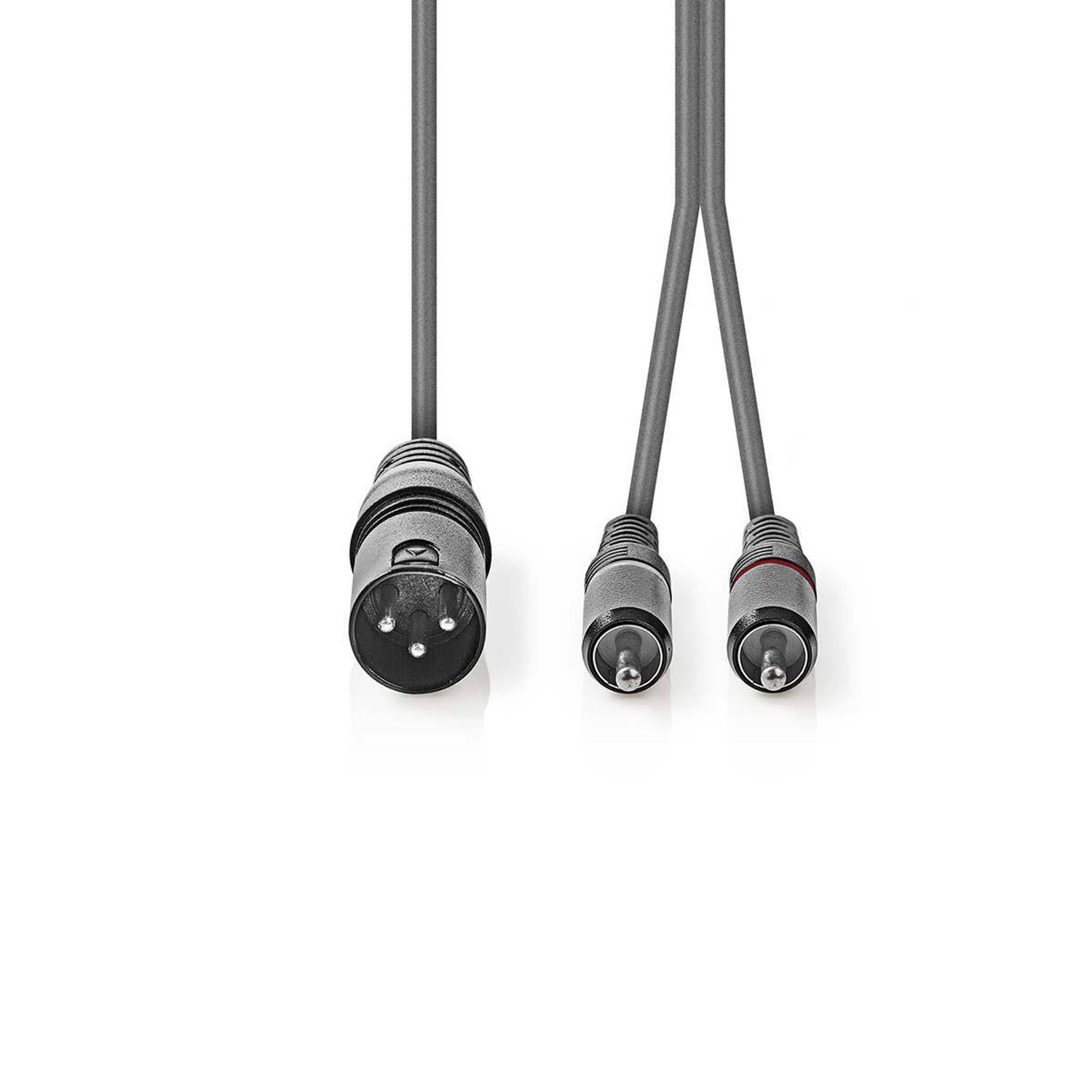 XLR-Audiokabel | XLR 3-pins male 2x RCA male | 1,5 m | Grijs