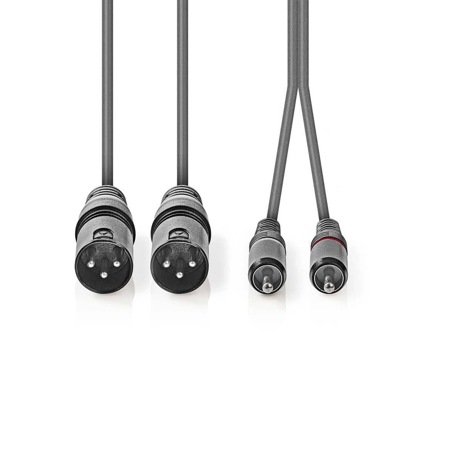 XLR-Audiokabel | 2x XLR 3-pins male 2x RCA male | 1,5 m | Grijs