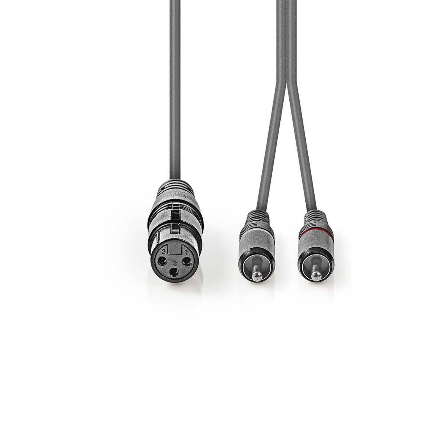 XLR-Audiokabel | XLR 3-pins female 2x RCA male | 3,0 m | Grijs