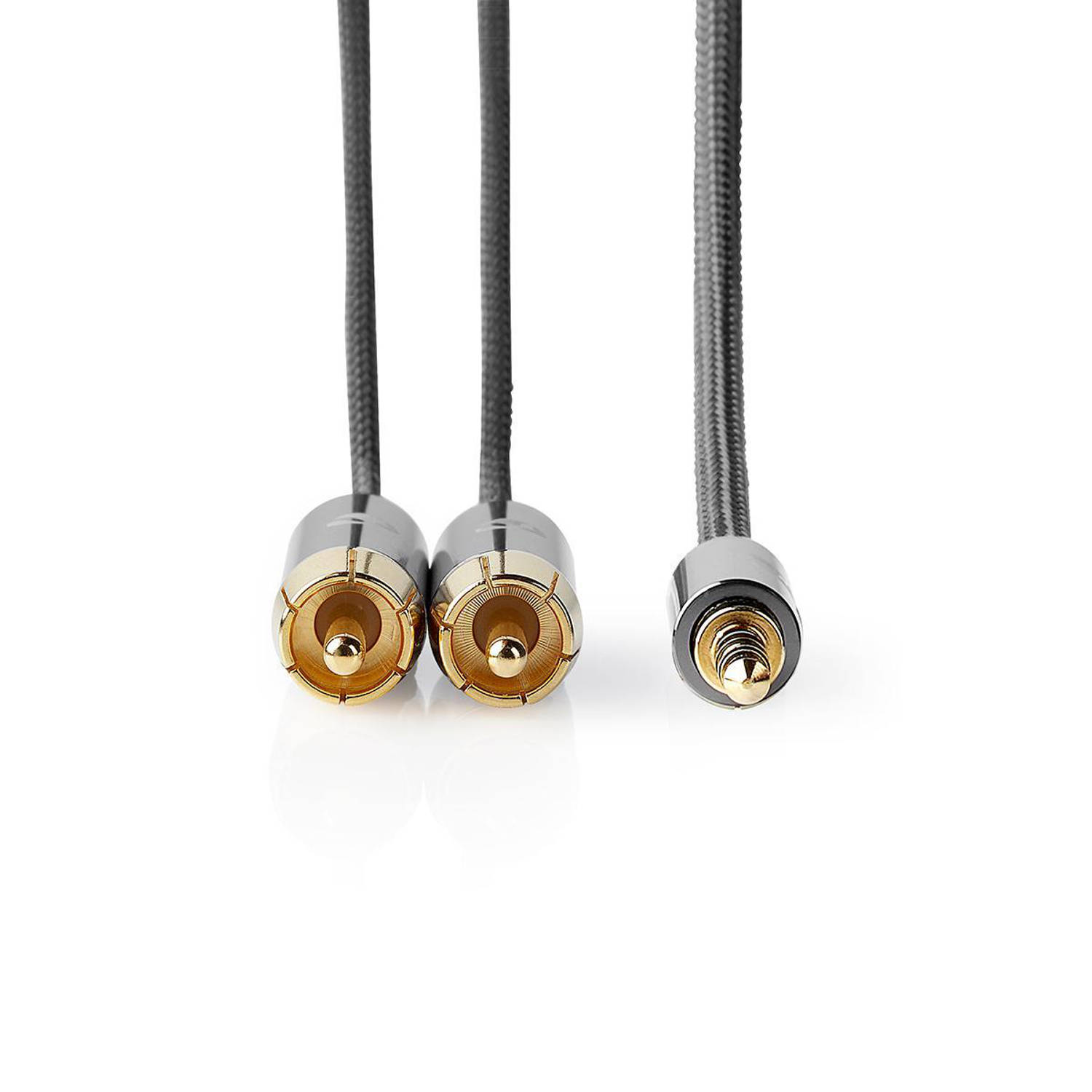 Stereo-Audiokabel | 3,5 mm Male 2x RCA Male | Gun Metal Grey | Gevlochten kabel