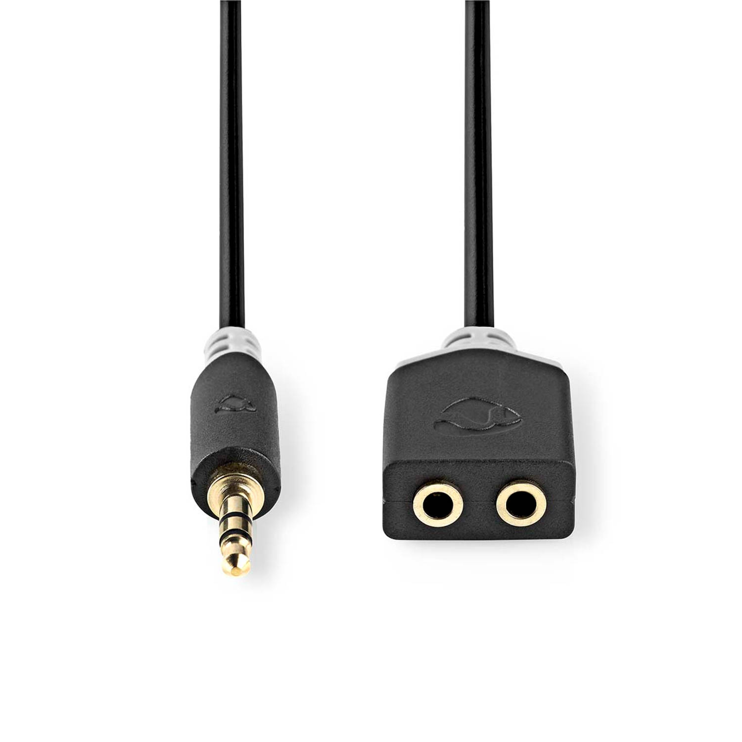 Stereo audiokabel | 3,5 mm male 2x 3,5 mm female | 0,2 m | Antraciet
