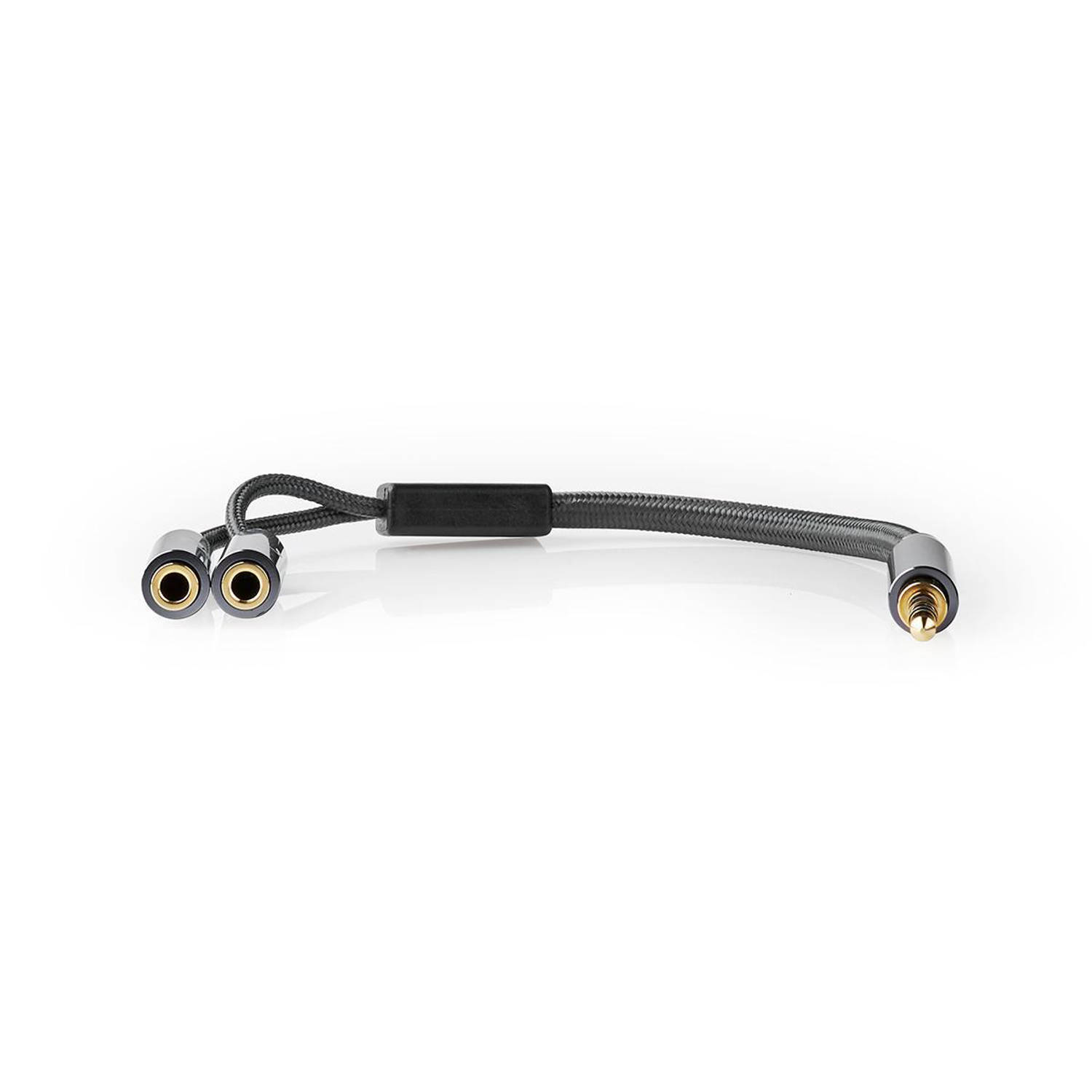 Stereo-Audiokabel | 3,5 mm Male 2x 3,5 mm Female | Gun Metal Grey | Gevlochten kabel