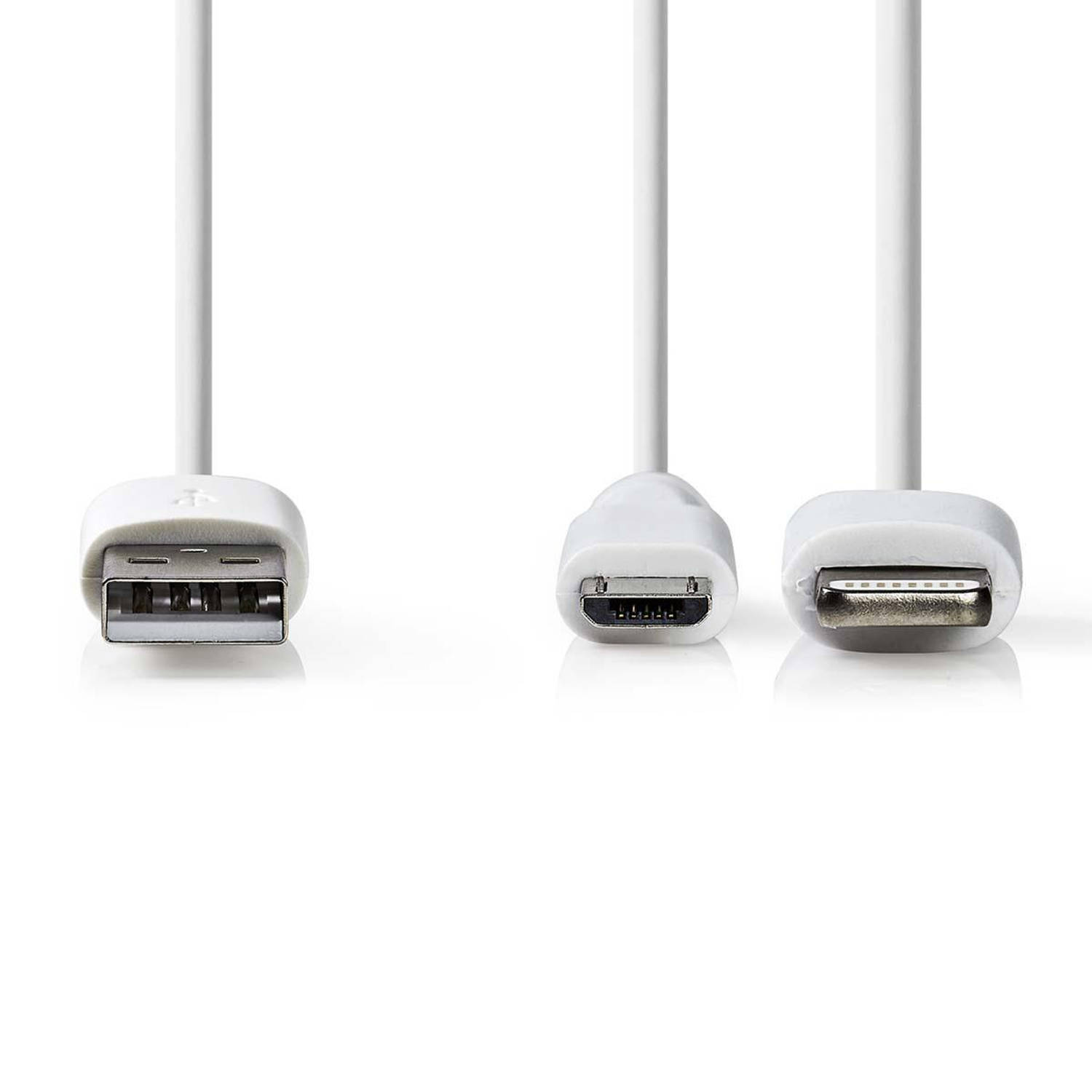 2-in-1 Sync and Charge-Kabel | USB-A Male Micro-B Male-Apple Lightning 8-Pins Male | 1,0 m | Wit
