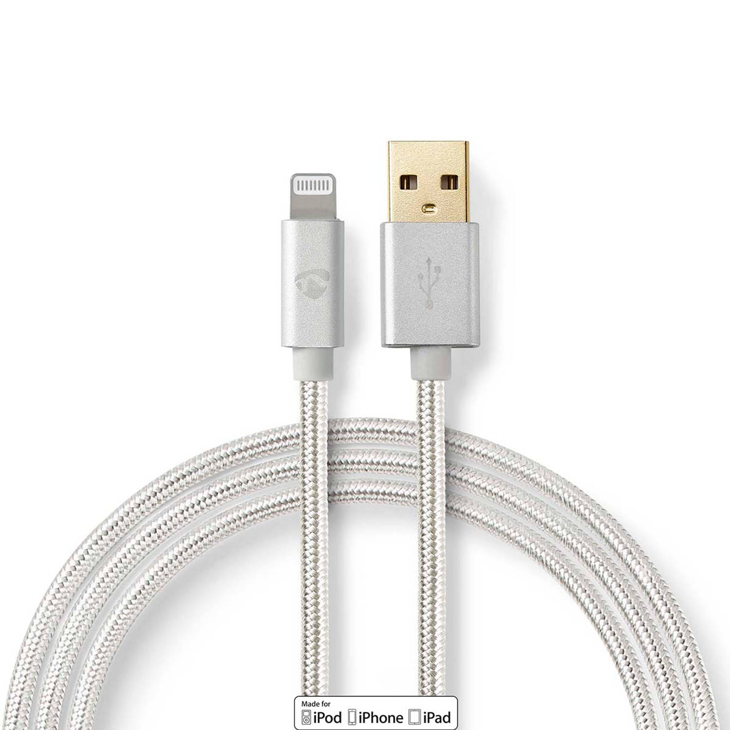 Data- en Oplaadkabel | Apple Lightning 8-pins male USB A male | 1,0 m | Aluminium