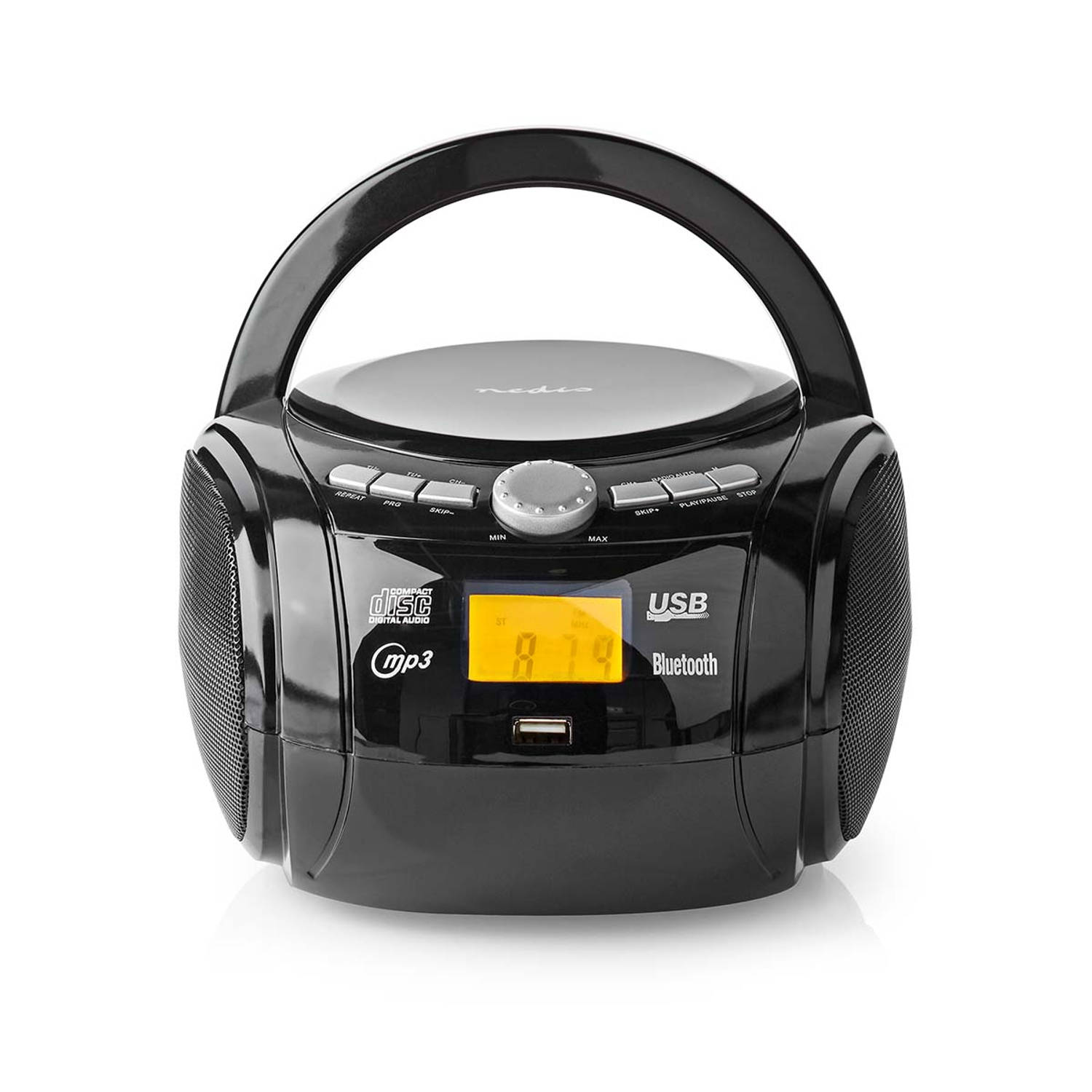 Boombox | 9 W | Bluetooth® | CD-speler-FM-Radio-USB-AUX | Zwart