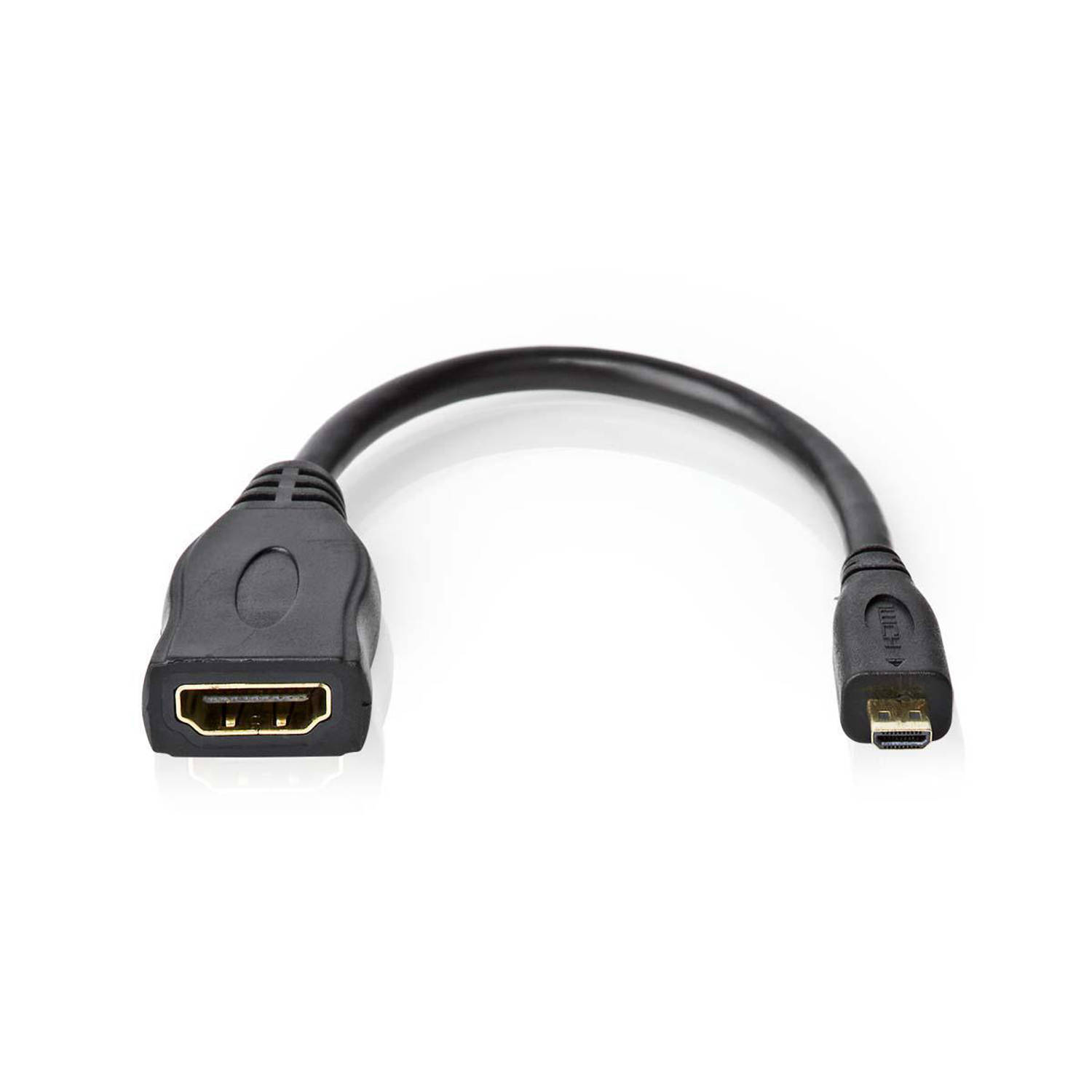 High Speed HDMI™-kabel met Ethernet | HDMI™-micro-connector HDMI™ female | 0,2 m | Zwart