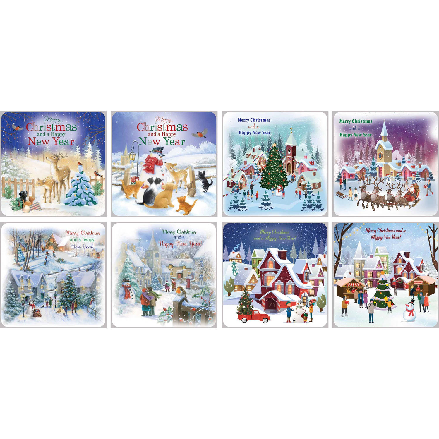 Assortiment Engelstalige 3D Kerst kaarten 2020 - 15 x 15 cm - 32 stuks
