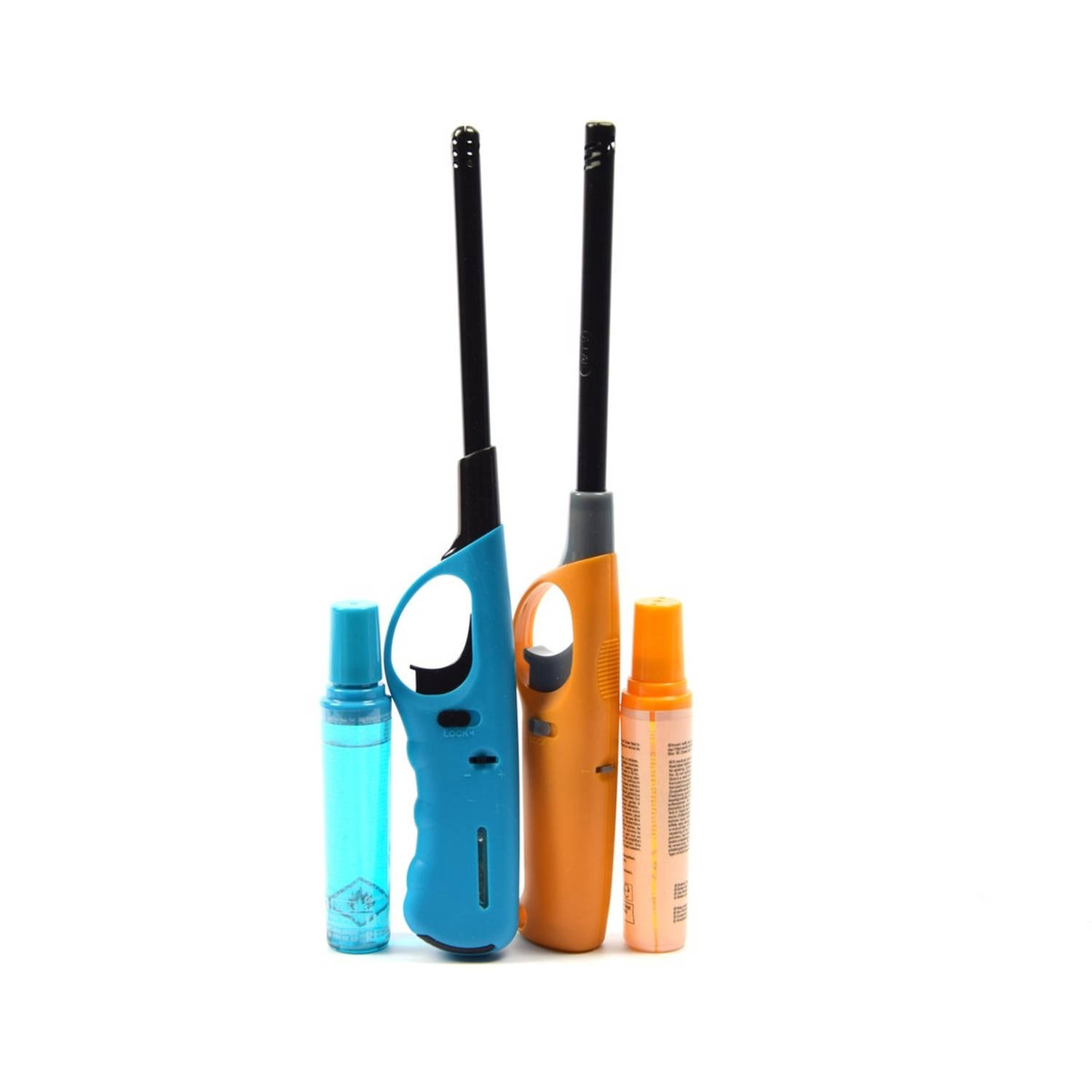 Gasaansteker 2X Geel en licht blauw HervulbareNavulbare Aansteker Kinderbescherming Vlamaanpassing Branstofindicator