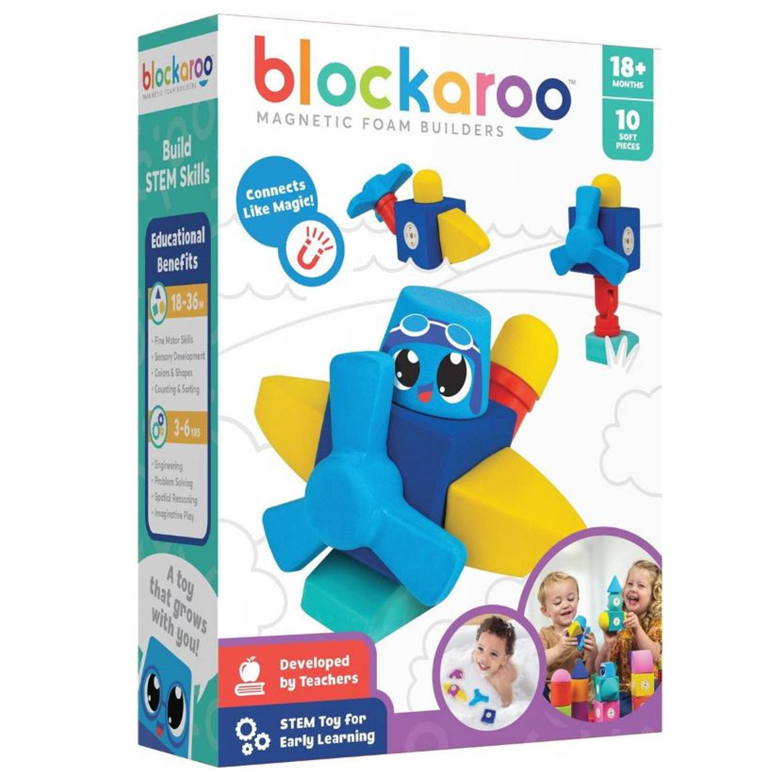 Blockaroo vliegtuig box-magnetisch speelgoed-peuter speelgoed-speelgoed 3 jaar/4jaar/5jaar- speelgoed jongens en meisjes- badspeelgoed