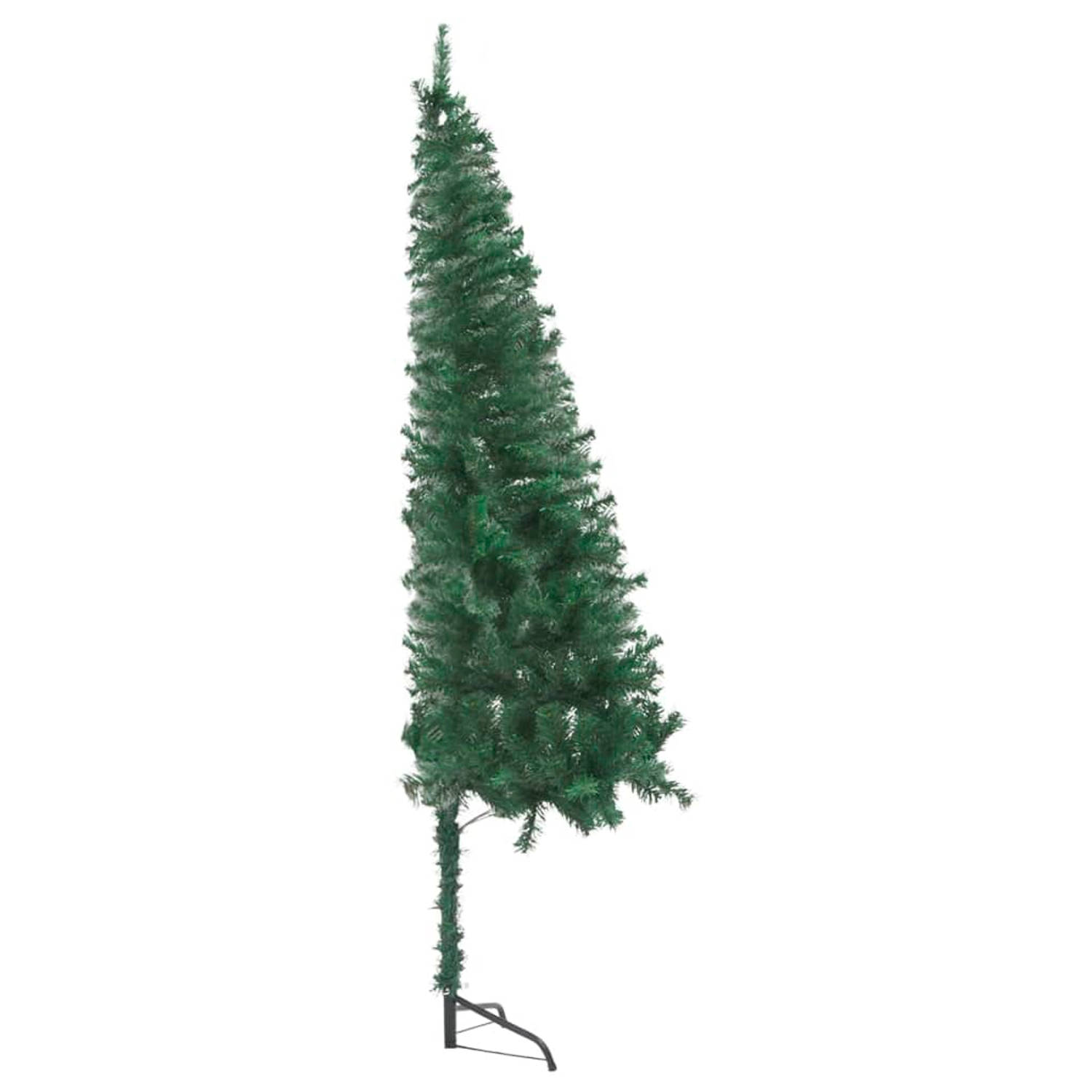 The Living Store Kunstkerstboom met LED's en kerstballen hoek 150 cm PVC groen - Decoratieve kerstboom