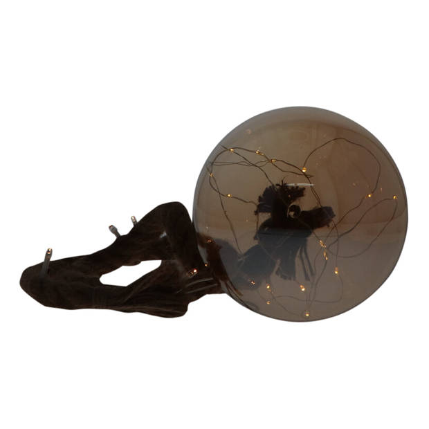 LED Touwlamp Kerstbal met glazen bal 15 cm - 24 LED's op batterijen