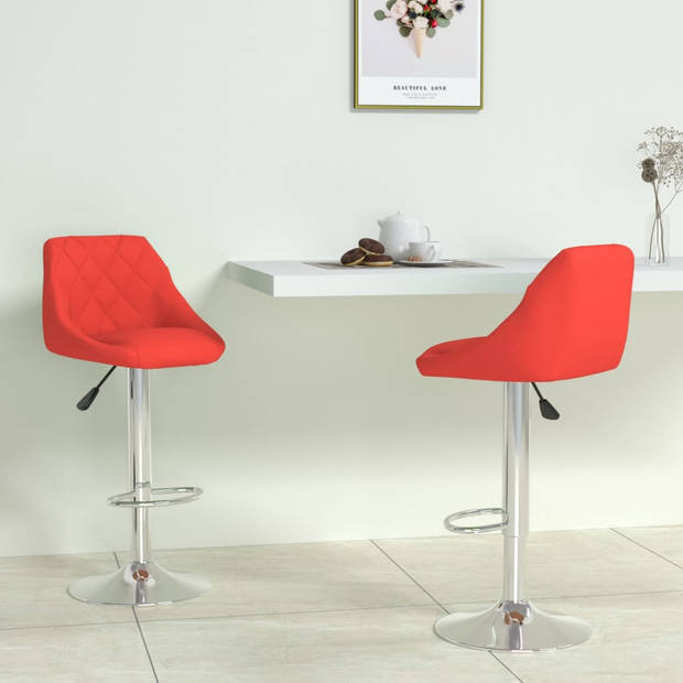 vidaXL Barstoelen 2 st kunstleer rood