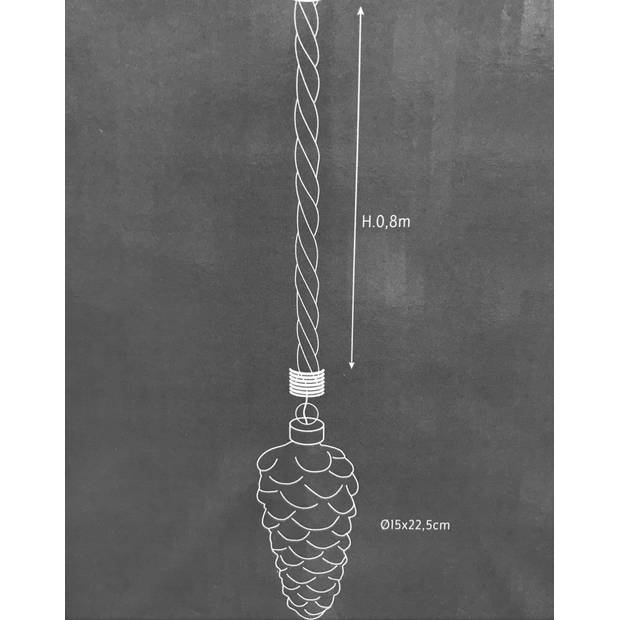 LED Touwlamp Kerst Dennenappel Glas 22 cm - werkt op batterijen