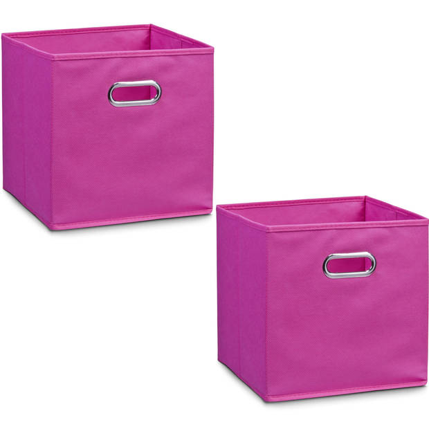 2x Roze opbergmandjes kinderkamer 32 x 32 cm - Opbergmanden