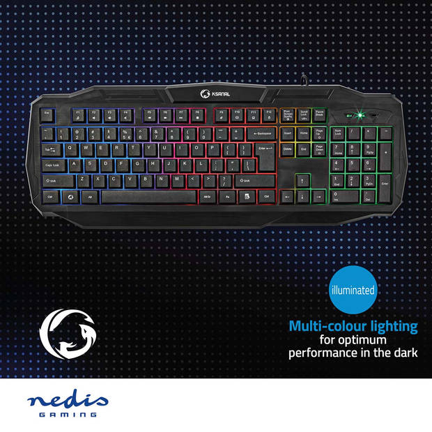 Nedis Bedraad Gaming Toetsenbord - GKBD100BKUS