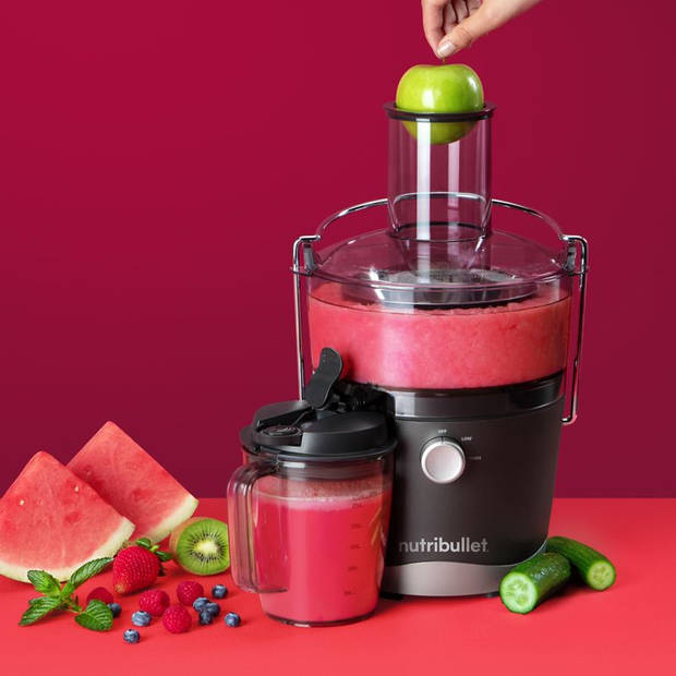 Nutribullet Juicer - 800 ml - 800 Watt - Brede invoertrechter - Handige Sapkan, Schoonmaakborstel en Stamper - Grijs