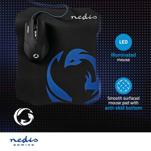 Nedis Gaming Muis & Muismat Set - GMMP100BK